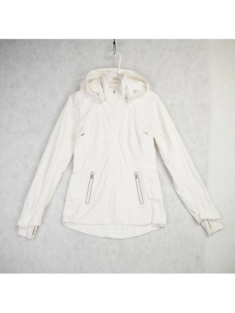Lululemon White Hooded Lightweight Run: Puddle Jumper Jacket Womens Size 4 White
